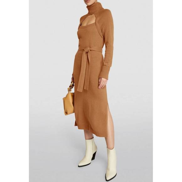 PAIGE Dresses & Skirts - NEW PAIGE cherise cutout sweater midi dress in toffee